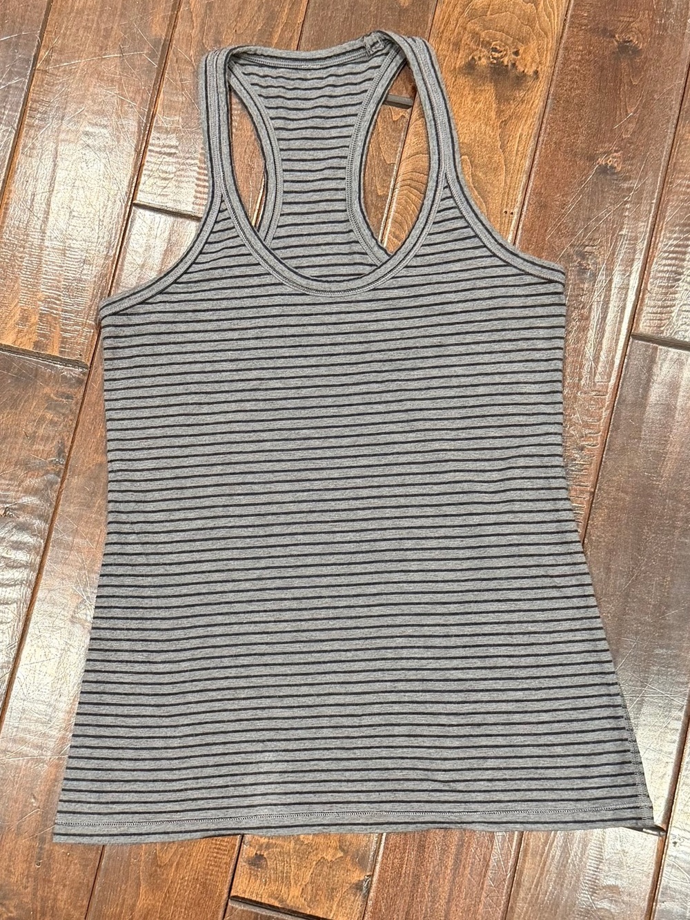 Lululemon Pima Racerback Tank Top - grey / black stripe  Sz 6